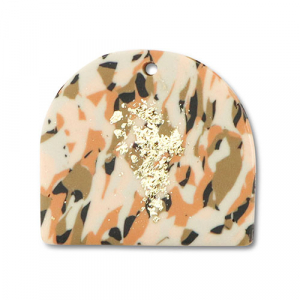 Pendentifs en polym&egrave;re Marron-rose-blanc-dor&eacute;