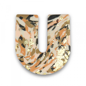 Pendentifs en polym&egrave;re en forme de U Marron-rose-blanc-dor&eacute;