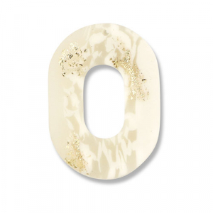 Pendentifs en polym&egrave;re ovale Blanc cass&eacute;-beige-dor&eacute;