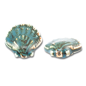 Pendentifs en c&eacute;ramique coquille Bleu sarcelle