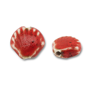 Perles en c&eacute;ramique coquille Rouge