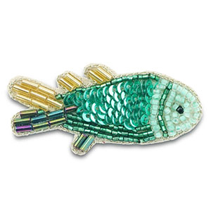 Broches poisson Vert-dor&eacute;-multicolore AB coating