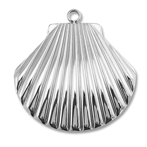 Breloques en acier Inox coquille Argent&eacute;