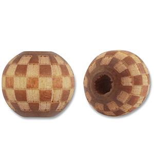 Perles en bois rond 10mm le motif Marron-naturel