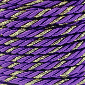 Cordon tendance torsad&eacute; 3mm Violet-dor&eacute;