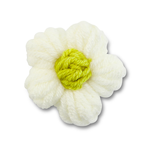 Fleur au crochet Blanc cass&eacute;-vert lime