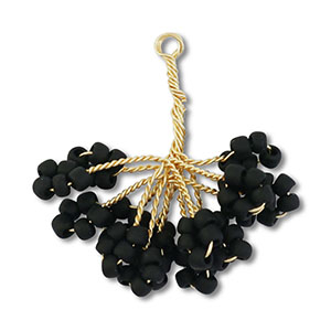 Pendentifs en perles de verre fleur Dor&eacute;-noir