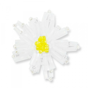Pendentifs en perles de verre fleur Transparent blanc-transparent jaune-blanc