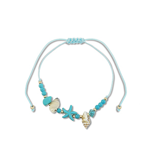 Bracelets tendance perles mixtes Turquoise-dor&eacute;