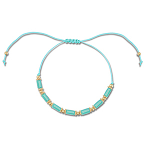 Cha&icirc;nes de cheville tendance perles mixtes Turquoise-dor&eacute;