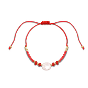 Cha&icirc;nes de cheville tendance perles mixtes Rouge-blanc-dor&eacute;