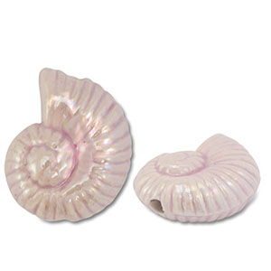 Perles en c&eacute;ramique DQ grecque coquille Lilas