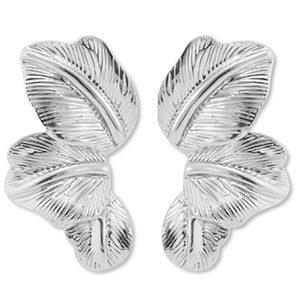 Boucles d'oreilles accroche-regard feuille Argent&eacute;