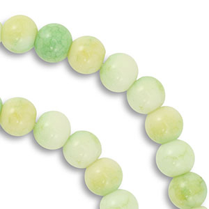 Perles en verre 8 mm Vert clair-jaune clair