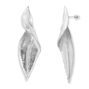 Boucles d'oreilles accroche-regard feuille Argent&eacute;