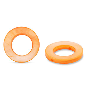 Perles coquillage 20mm rond Orange