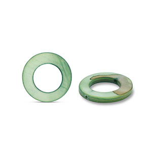 Perles coquillage 15mm rond Vert fonc&eacute;