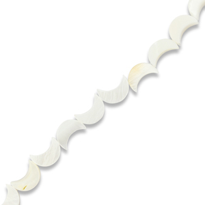 Perles coquillage lune Blanc cass&eacute;
