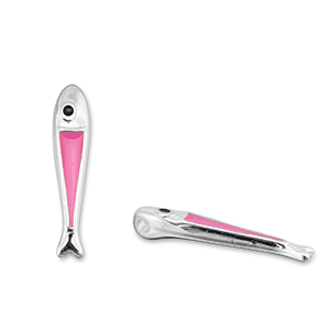 Breloques en m&eacute;tal DQ poisson Rosa magenta-Argent&eacute; antique (sans nickel)