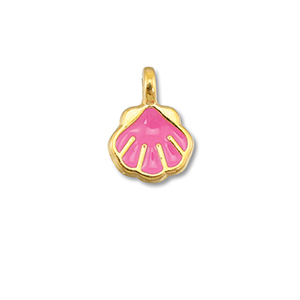 Breloques en m&eacute;tal DQ coquille Rosa magenta-Dor&eacute; (sans nickel)