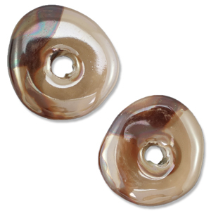 Perles en c&eacute;ramique DQ grecque donut Marron
