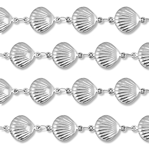 Appr&ecirc;ts en acier Inox cha&icirc;ne maille jaseron coquille Argent&eacute;