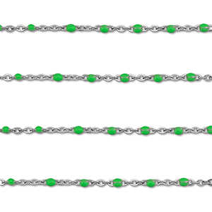 Appr&ecirc;ts en acier Inox cha&icirc;ne maille jaseron 1mm Argent&eacute;-vert