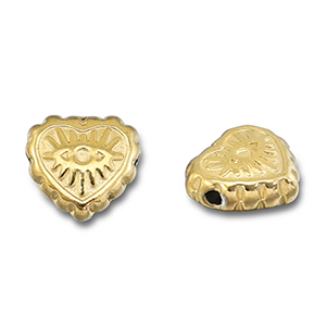 Perles en acier Inox coeur Oeil Porte-Bonheur Dor&eacute;