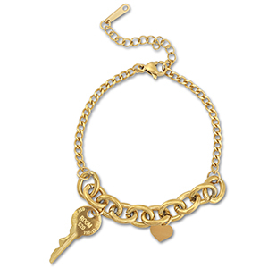 Bracelets en acier Inox cl&eacute; Dor&eacute;