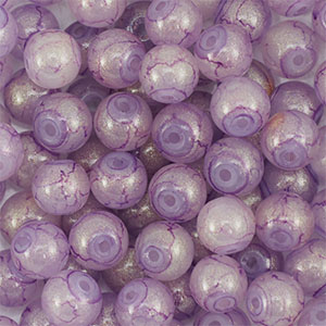 Perles en verre avec pailletes 8 mm Violet-dor&eacute;