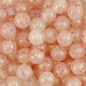 Perles en verre avec pailletes 4 mm Rose poudr&eacute;-dor&eacute;