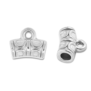 Perles en acier Inox tube avec anneau Argent&eacute;