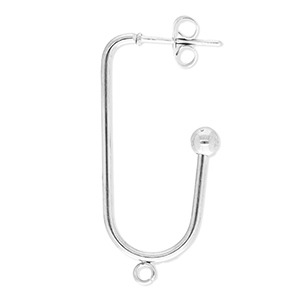 Appr&ecirc;ts en acier Inox boucles d'oreilles / puces d&rsquo;oreilles oblong ovale avec anneau Argent&eacute;
