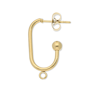 Appr&ecirc;ts en acier Inox boucles d'oreilles / puces d&rsquo;oreilles oblong ovale avec anneau Dor&eacute;