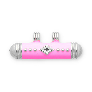 Message bead breloques en acier Inox Argent&eacute;-rose-transparent