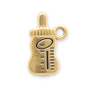 Breloques en acier Inox biberon Dor&eacute;-noir