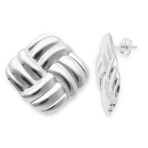 Boucles d'oreilles / puces en acier Inox carr&eacute; Argent&eacute;