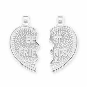 Breloques en m&eacute;tal DQ "best friends" Argent&eacute; antique (sans nickel)