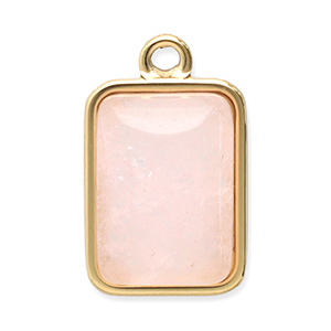 Breloques en acier Inox pierre naturelle rectangle Dor&eacute;-rose
