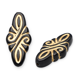 Perles acryliques rhombe arabesque Noir-dor&eacute;