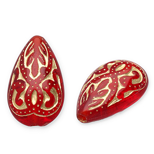 Perles acryliques goutte Rouge-dor&eacute;