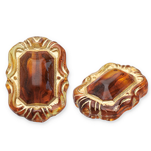 Perles acryliques rectangle Marron cognac-dor&eacute;