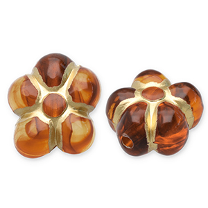 Perles acryliques fleur Marron cognac-dor&eacute;
