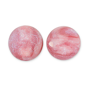 Perles acryliques avec pailletes 6 mm Rose-turquoise