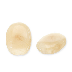 Perles acryliques ovale Beige marron-blanc