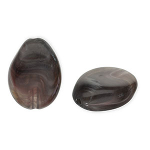 Perles acryliques goutte Gris fonc&eacute;-blanc