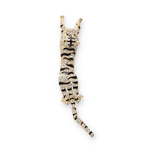 Broches accroche-regard tigre Dor&eacute;-noir-transparent