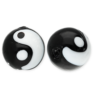 Perles en verre Yin & Yang Noir-blanc