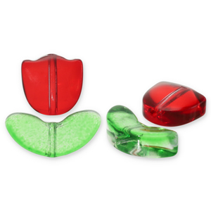 Perles en verre tulipe Rouge-vert