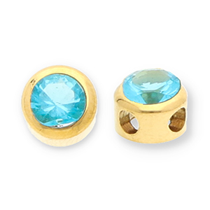 Perles en acier Inox disque Heishi avec strass Dor&eacute;-bleu